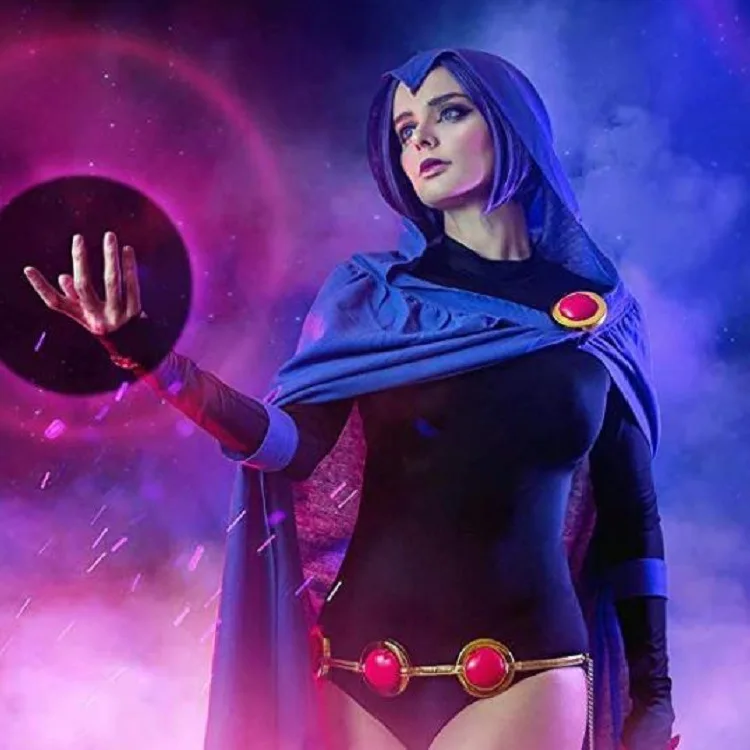 Аниме супергерой Teen Titan Raven косплей костюм Женская сексуальная одежда Хэллоуин