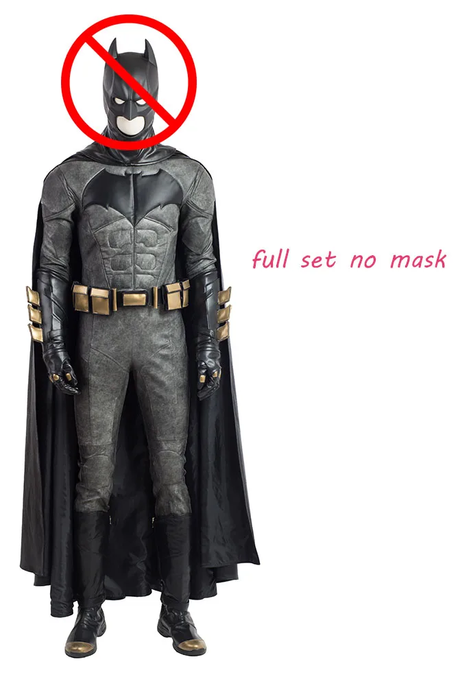 full set no mask Фильм Лига Справедливости костюм Бэтмена, Косплей Бэтмен Брюс Уэйн Косплей Костюм кожаный полный набор для Хэллоуина на заказ - Цвет: full set no mask