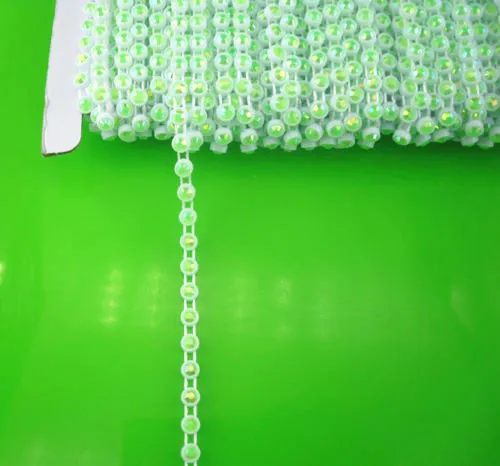 Diy SS12 желе AB смолы кристалл 3 мм Стразы Белый пластик чашка окантовка одежды Обувь Аппликация Свадебные цепочки 1 ярд - Цвет: green AB