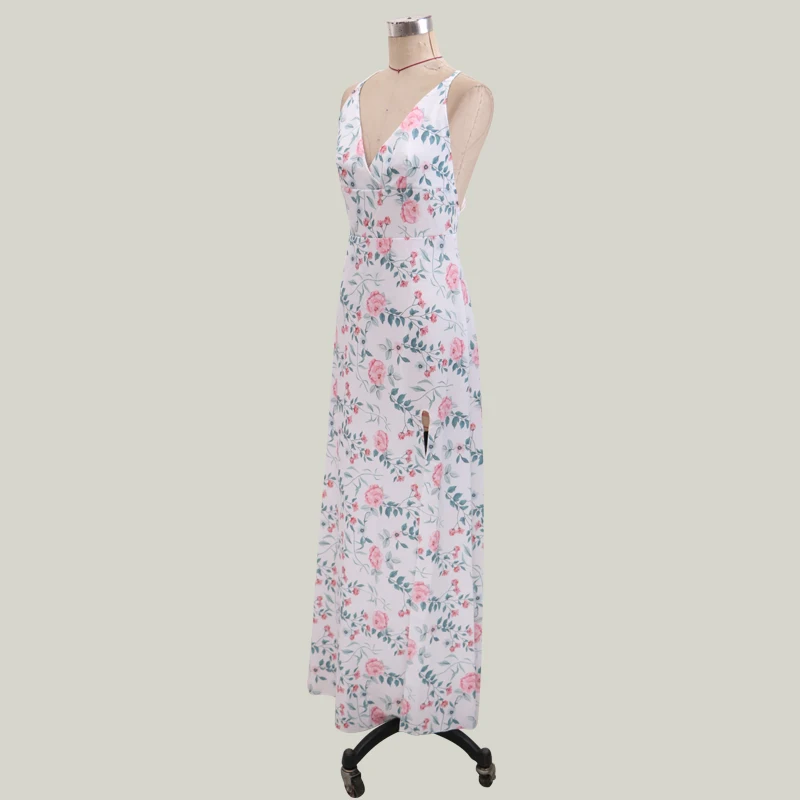 Wish Europe and the United States explosion models sexy deep V sleeveless strap dress 2019 new 3D printed floral pattern | Женская