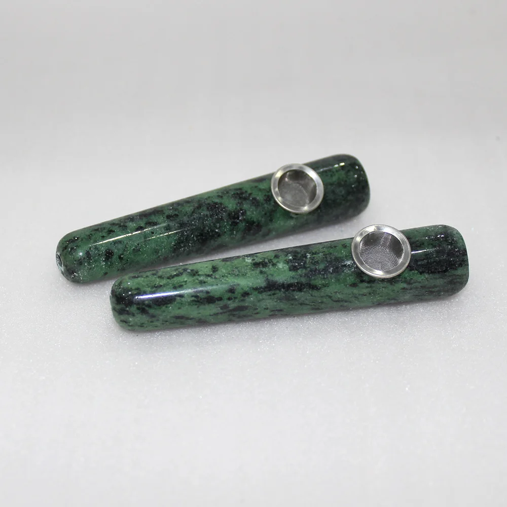 Wholesale Natural crystal stone Epidote Crystal Magic Wand Smoking Pipe Cigarette Healing With Metal Filter | Дом и сад