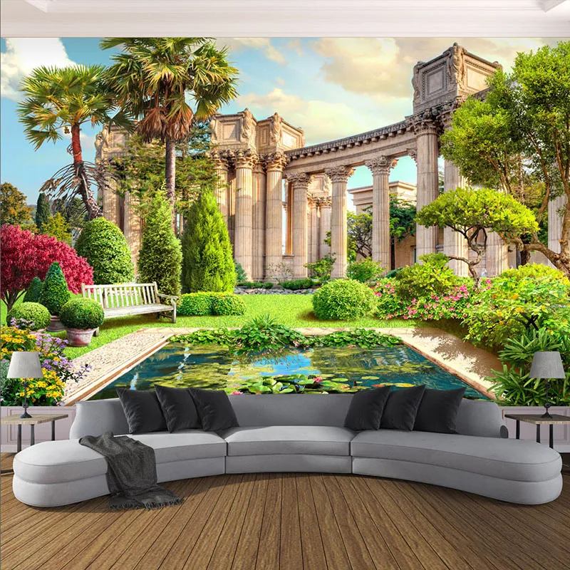 3D настенная бумага на заказ римская колонна сад пейзаж фотообои гостиная спальня