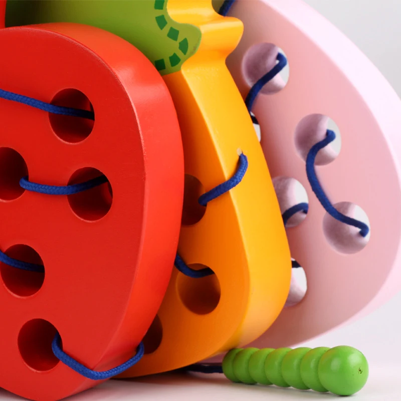 Обучающие деревянные пазлы Монтессори веселые игрушки насекомые съесть фрукты