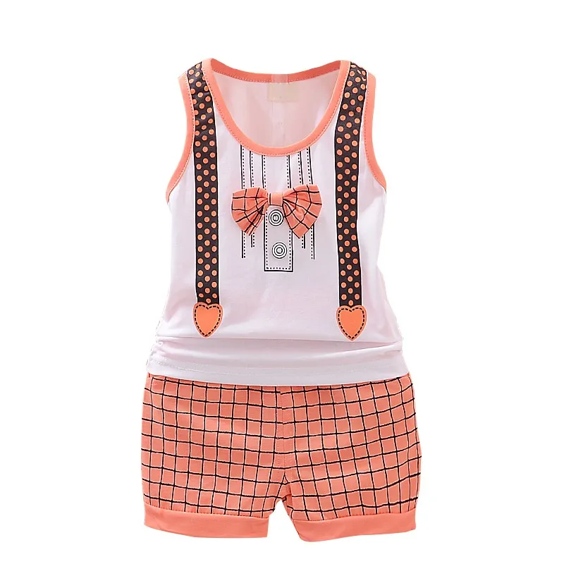 Детская одежда для малышей летняя хлопковая с галстуком мальчиков жилет