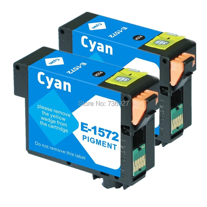 

2 Cyan T1572 Compatible ink Cartridge suit For Epson Photo R3000 inkjet printer with chip