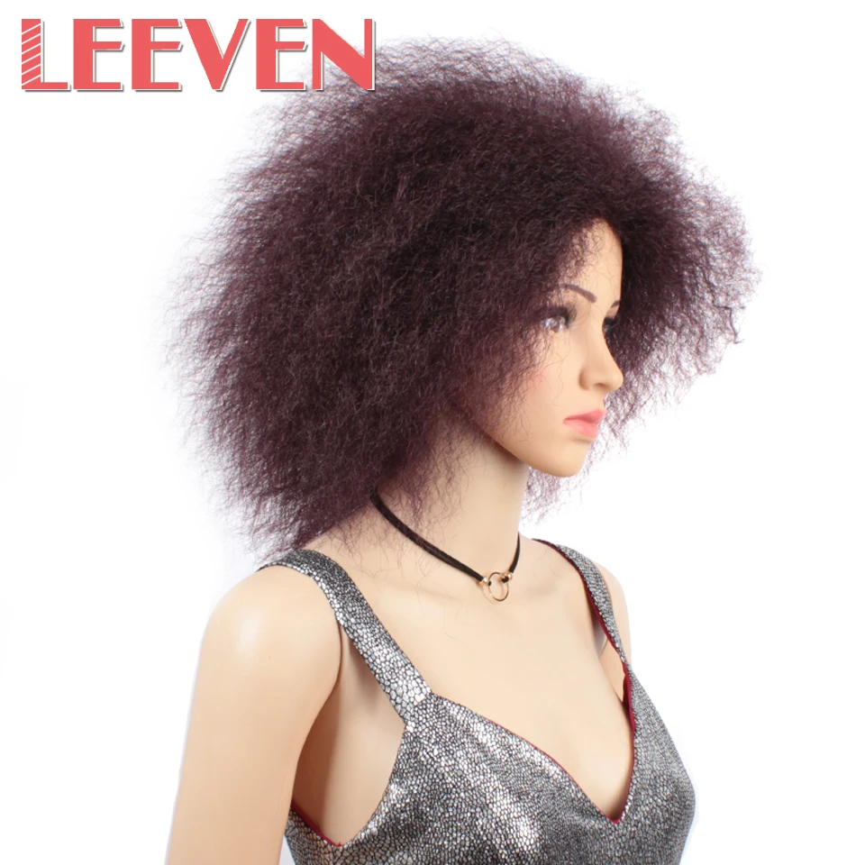 Leeven 6 дюймов афро кудрявый парик короткие волосы синтетические нет кружева