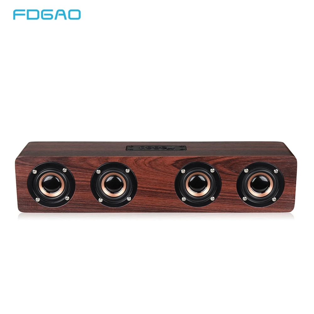 FDGAO деревянный стерео сабвуфер Bluetooth динамик Hifi портативный беспроводной TF FM Саундбар бас музыкальный звуковой ящик Громкий динамик для телефонов
