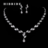 hibride beautiful women wedding necklace jewelry sets marquise shape drop earring set for engagement gifts factory price n 196
