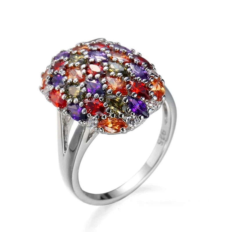 Уникальный дизайн цветок палец кольцо для женщин с AAA многоцветный кубический