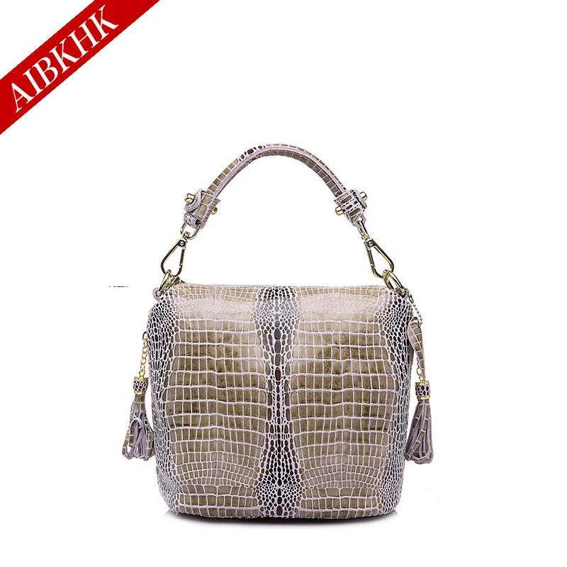 Женская сумка из натуральной кожи со змеиным принтом | Багаж и сумки