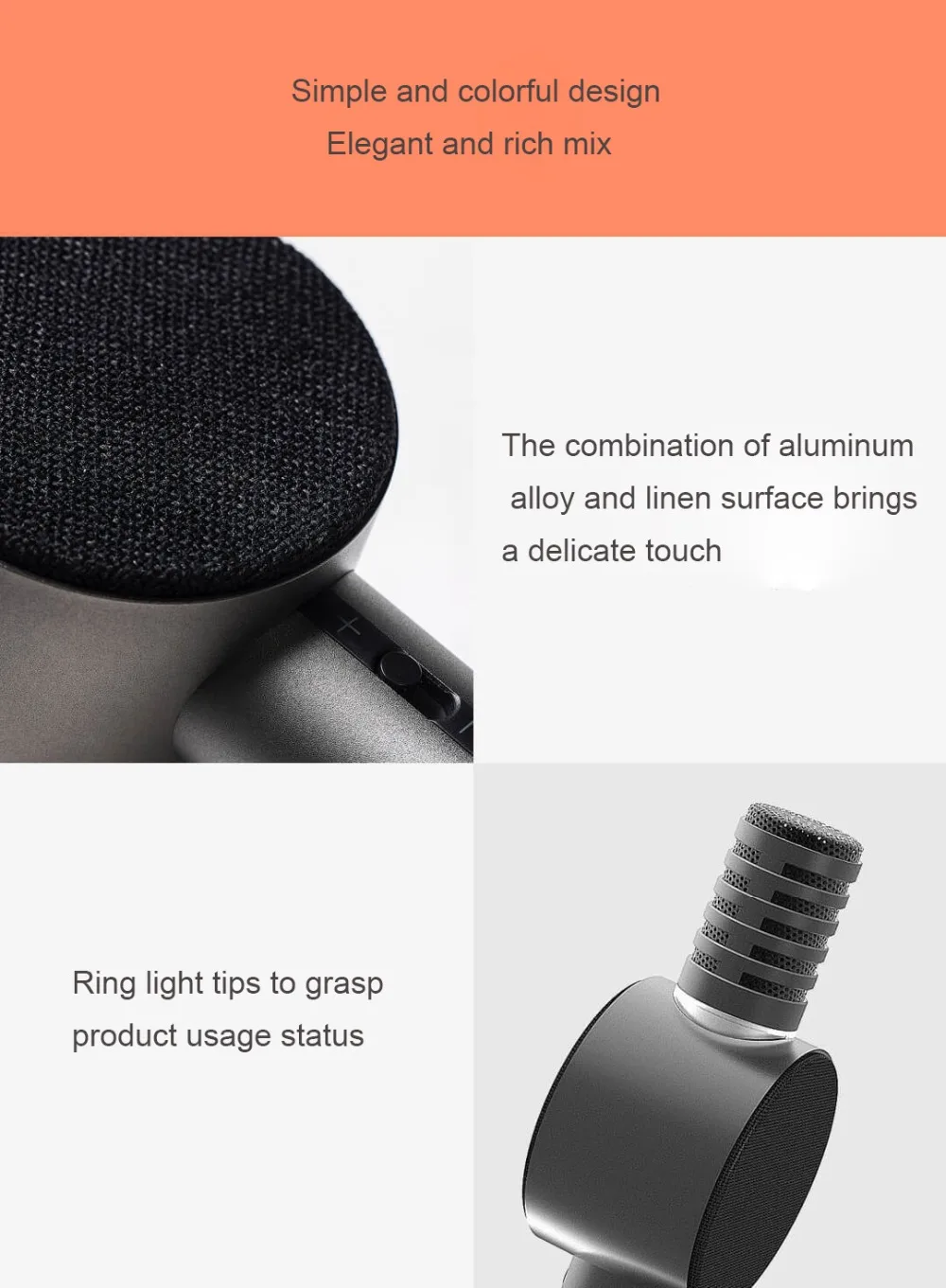 Xiaomi Xiaohou беспроводной микрофон аудио беспроводной караоке многосценарное использование nique акустический дизайн с микрофоном динамик