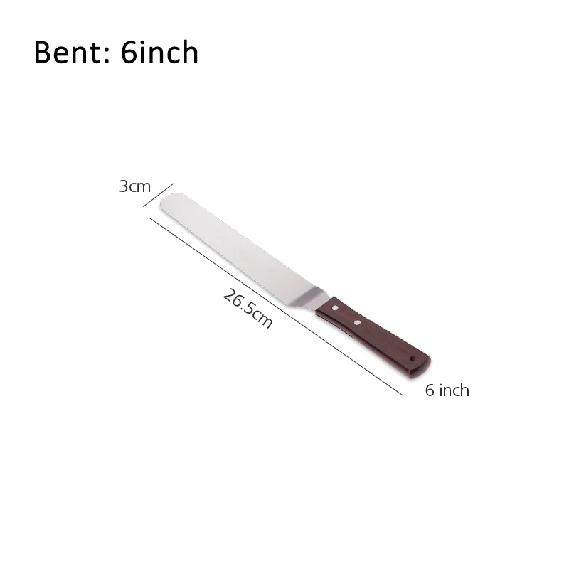Bent 6inch Anpro нержавеющая сталь Торт Глазурь шпатель масло крем глазурь нож с деревянной ручкой профессиональные Кондитерские украшения инструменты - Цвет: Bent 6inch
