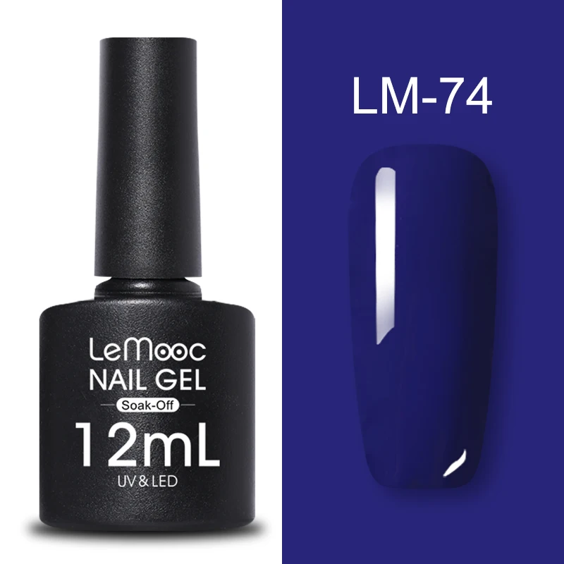 LM-74 LEMOOC, 12 мл, Цветной Гель-лак для ногтей, блестки, блестки, полуперманентный замачиваемый лак, УФ-гель, сделай сам, Гель-лак для ногтей - Цвет: LM-74