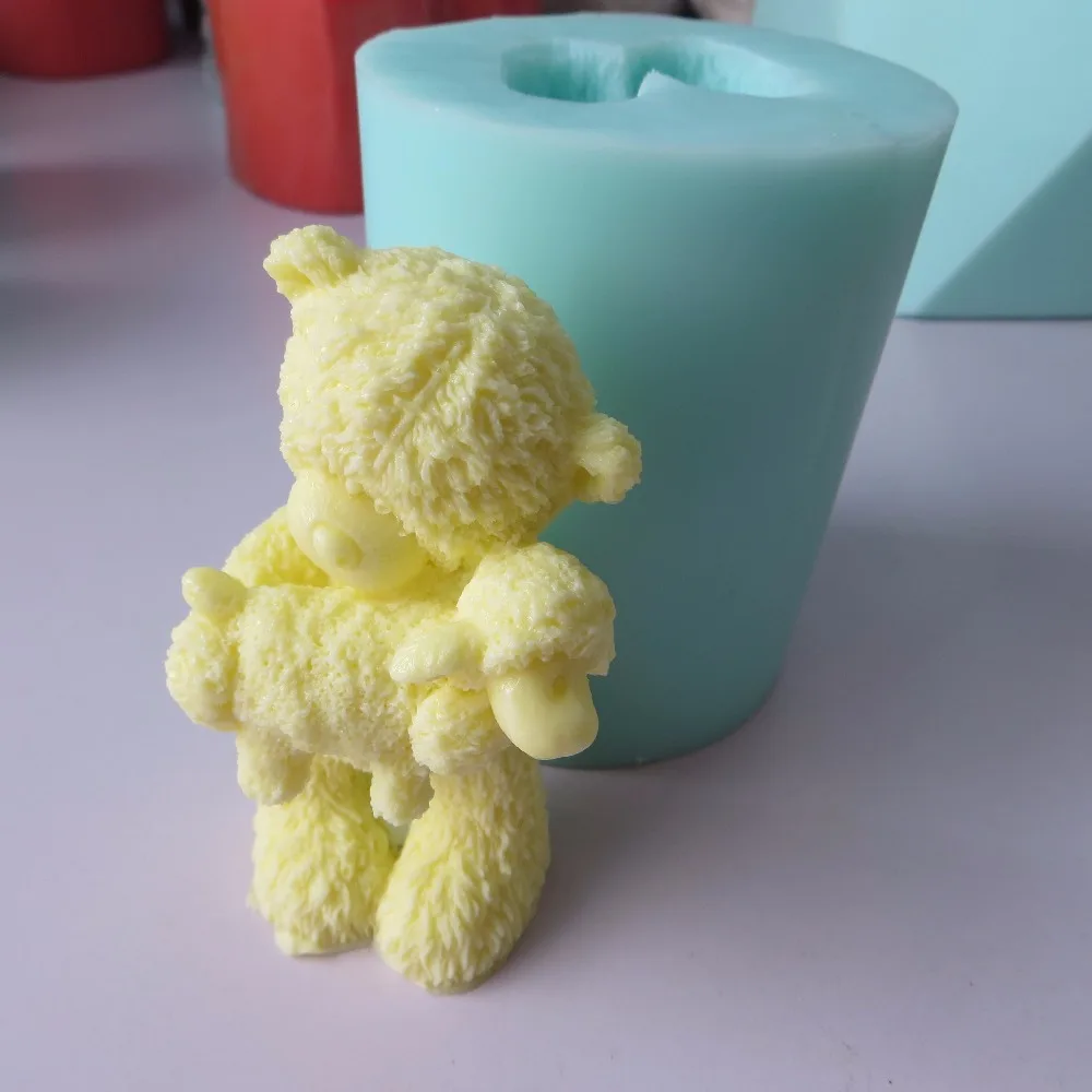 Силиконовая 3d форма в виде медведя с овчиной для помадки искусственные формы