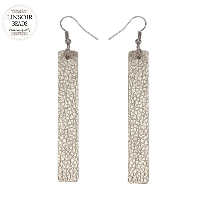 

LINSOIR 1 Pair/lot 2018 New Strip Drop Earrings PU Leather Multi-Colors Dangle Earring For Women Jewerly