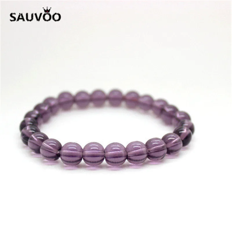 Женский прозрачный браслет Sauvoo 5 шт. желтый фиолетовый 8 мм|beaded jewelry|bangle jewelrybeaded bangle