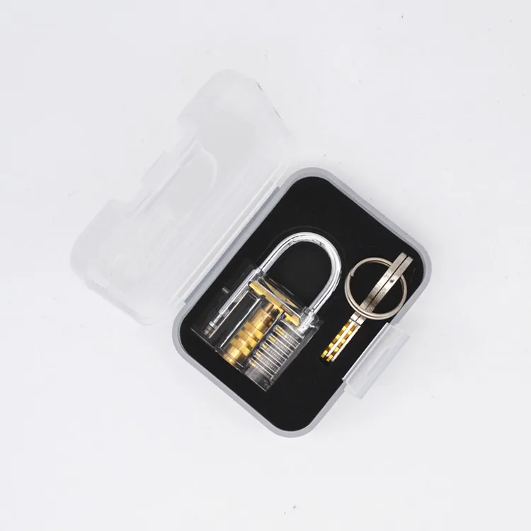 Transparent Lock set Ручные инструменты мини прозрачный видимый выбор разрезы практика замок с сломанным ключом удалить крюк аппаратные средства слесарь 30*27 - Цвет: Transparent Lock set