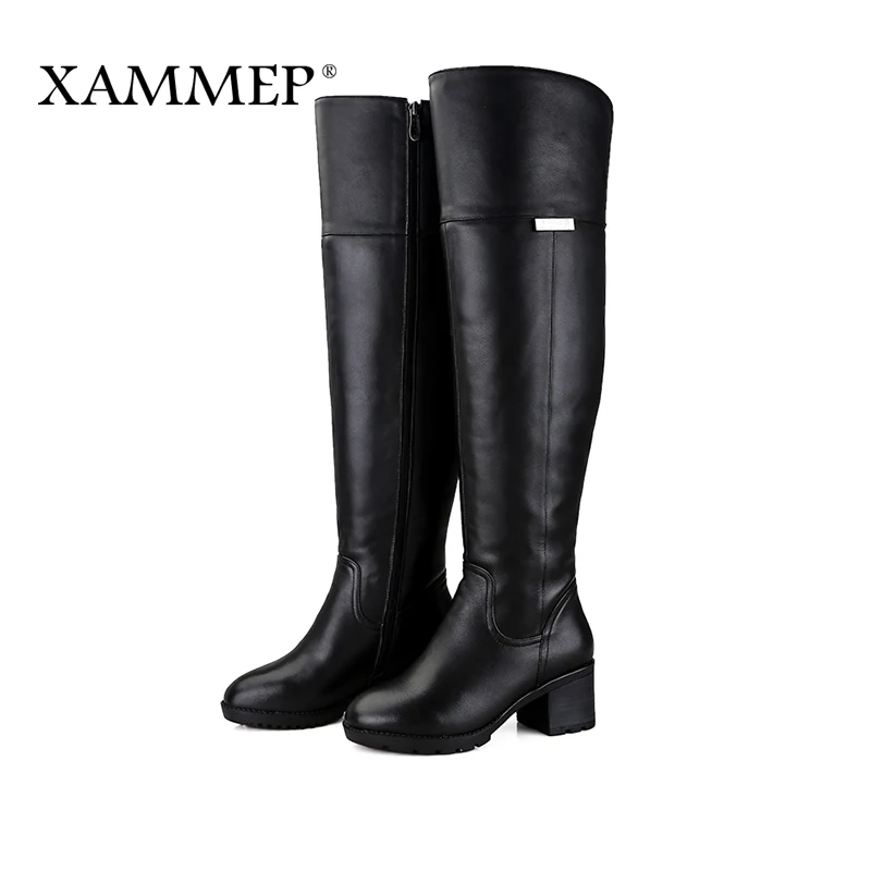 Брендовые женские сапоги Xammep выше колена большие размеры Высококачественная