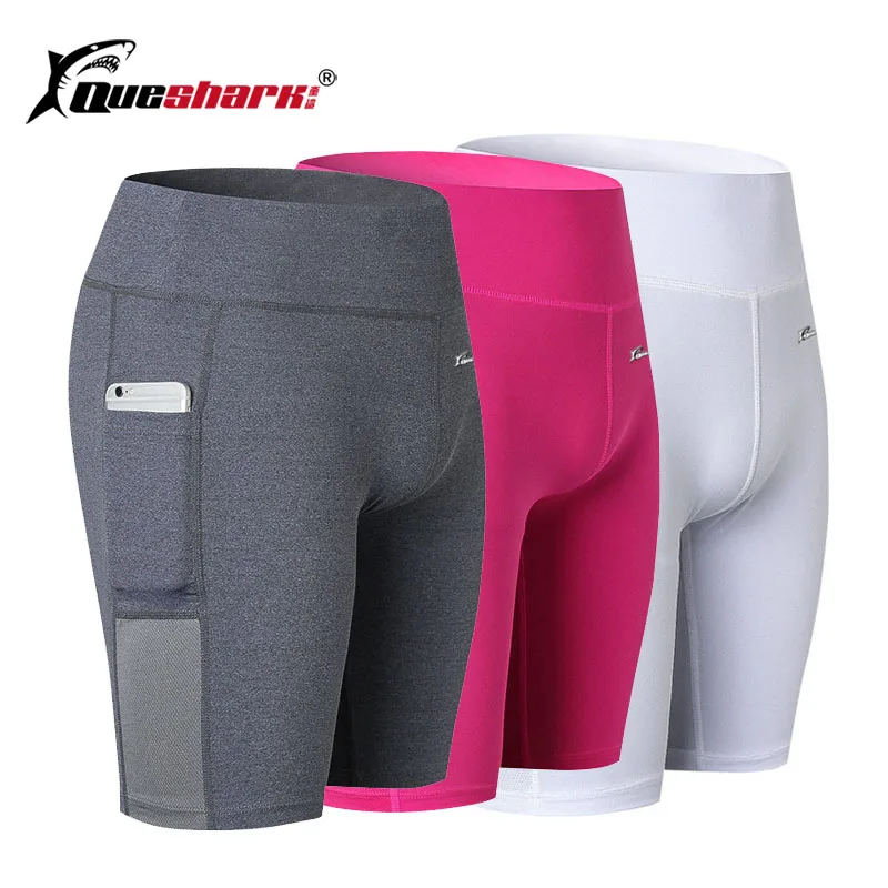 

Queshark Women Yoga Shorts Quick Dry Seamless Skinny Leggings Quick Dry High Waist Fitness Running Jogger Tights With Pocket