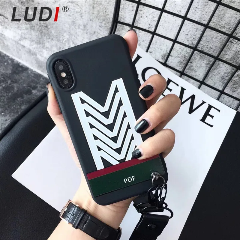 Чехол LUDI в Корейском стиле с 3D геометрическими линиями для iPhone X 8 7 7plus мягкий