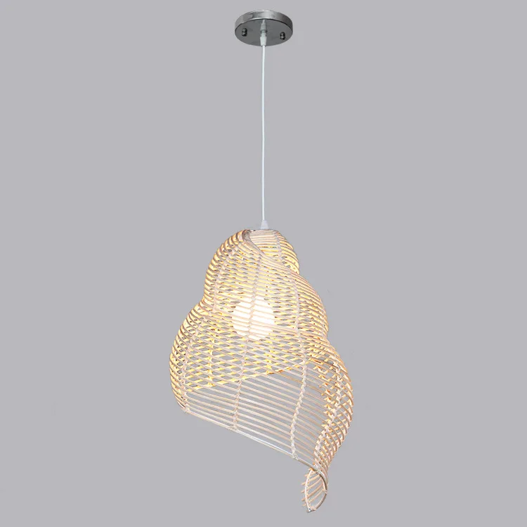 Юго-Восточная Азия пасторальный стиль ротанга искусство Droplight, ручной вязаный Конч/кулон улитка свет ресторан отель кофе подвесной светильник