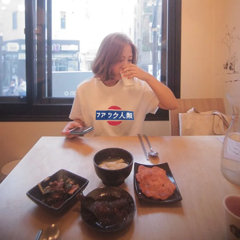 Женская футболка с короткими рукавами Ulzzang Harajuku эксклюзивная в японском стиле