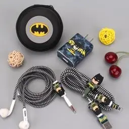 Мультяшный USB кабель для защиты наушников набор с коробкой намотки кабеля