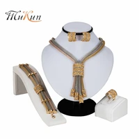 mukun dubai gold color wedding pendant necklace earrings bracelet ring sets for women brides jewelery costume crystal jewellery