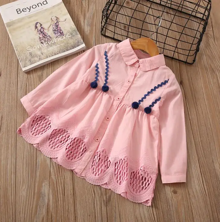 2019 Новинка весны для маленьких девочек Хлопковое открытое парадная блузка детей