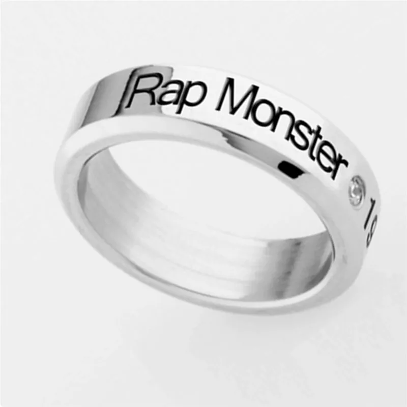 Kpop буквы "Rap Monster" "J-HOPE" "V" и т. Д. 18 мм персонализированное титановое кольцо для мужчин женщин стальное повседневное Bangtan ювелирные изделия для мальчиков