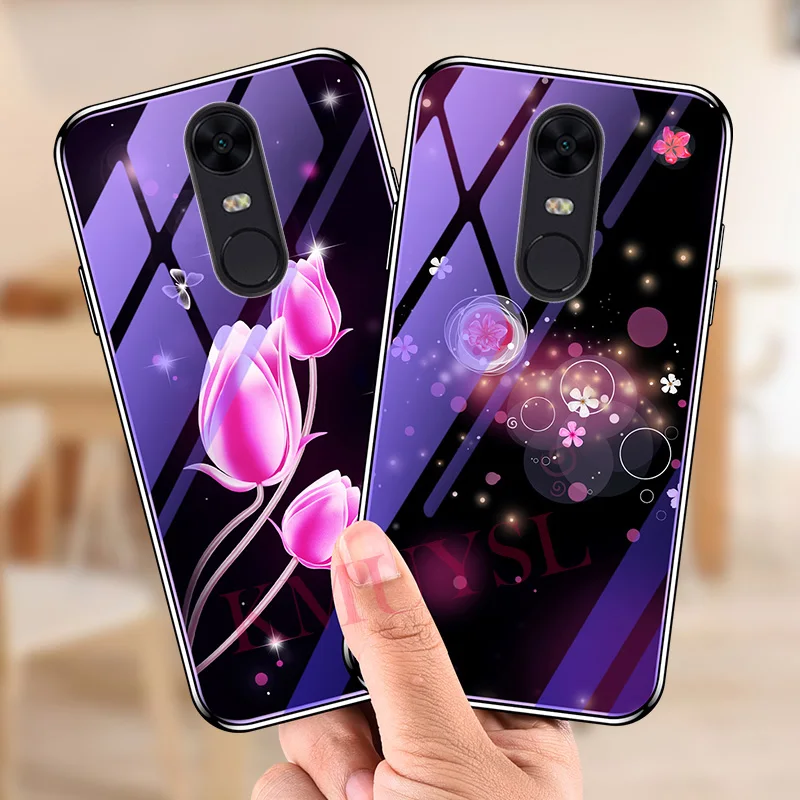 Для Xiao mi Red mi Note 6 5 Pro 4X4 mi 8 SE 6 6X 5X A1 A2 Lite стеклянный чехол для телефона Red mi 5 Plus 5A 6A S2 покрытие синий светильник