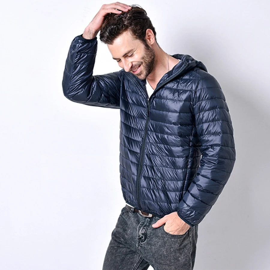 Ультралегкий мужской пуховик на 90% белом утином пуху зимняя и осенняя