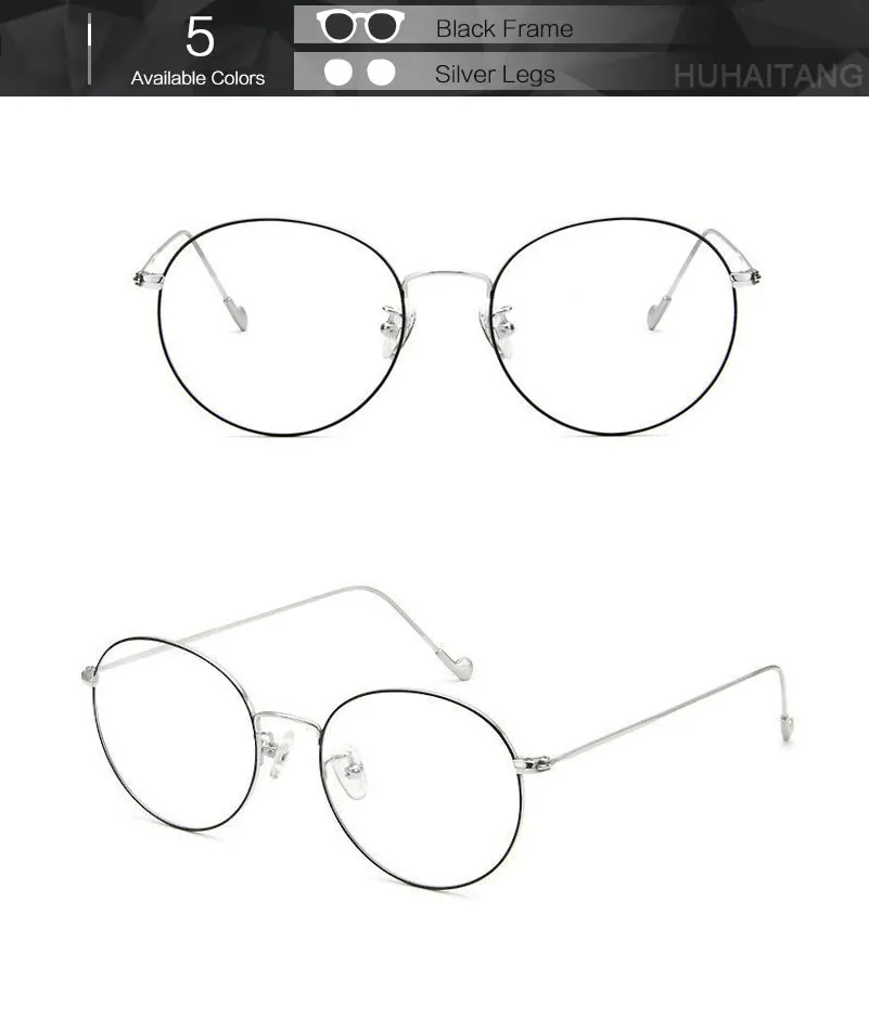 HUHAITANG Round Nearsight Glasses Women Luxury Brand Anti Blue Light Computer Eye Glasses Frames For Men Clear Myopia Eyeglasses