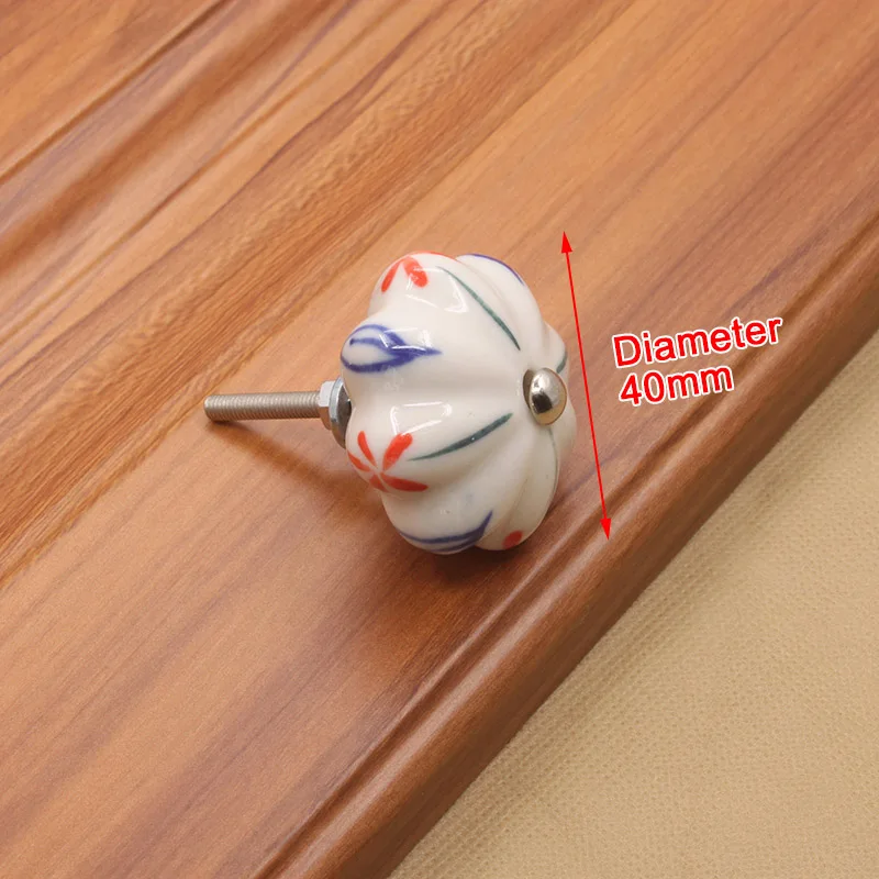 1186 KAK 40mm Hand-painted Ceramic Drawer Knobs Porcelain Rural Cabinet Knob Cupboard Handles Mediterranean Furniture Handle Hardware - Цвет: 1186