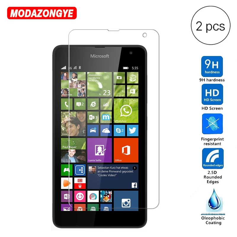 2 шт. закаленное стекло для Nokia Lumia 535 Защитная пленка экрана защитное Microsoft Dual Sim N535