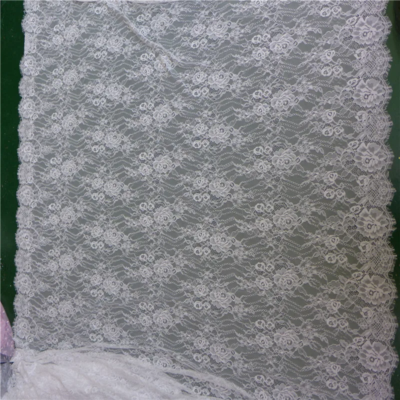 3 ярда белая кружевная ткань с ресницами Шантильи вышитая фестонка цветочный