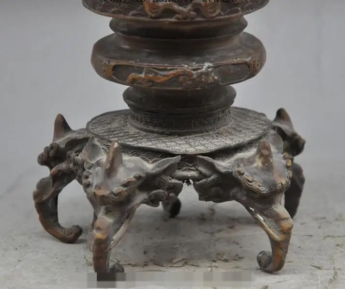 Китайские бронзовые люди сосна феникс птица слон голова ваза щетка горшок