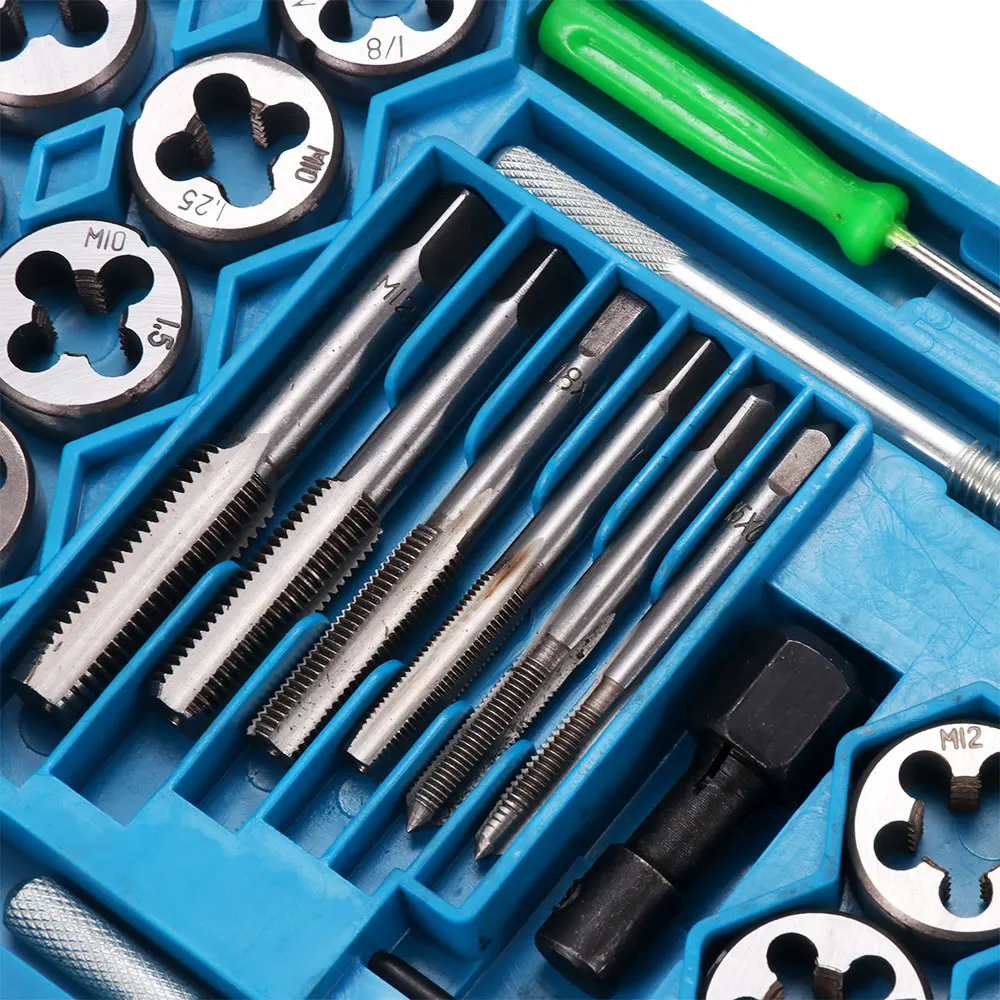 40PCS in 1 Metric Hand Tap Set Screw Thread Plugs Straight Taper Reamer Tools Adjustable Taps Dies Wrench For Car Repairing Tool |