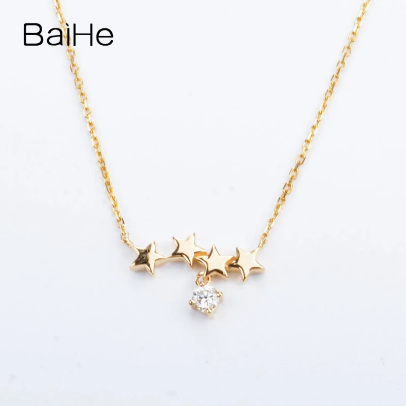 Свадебное ожерелье с натуральным бриллиантом BAIHE однотонное из 18-каратного