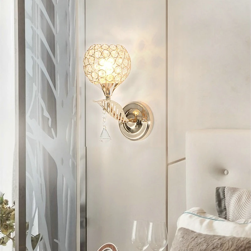 

Crystal Wall light European Style E27 Wall Sconce Simple Corridor Stairs Aisle Lamps bedroom bedside wall lamp Home Decoration