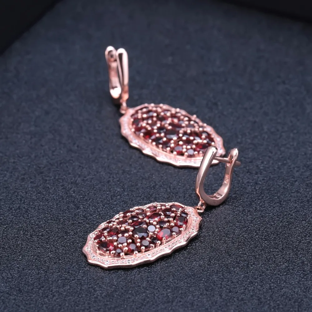 Серьги-подвески женские из серебра 925 пробы с натуральным красным гранатом |