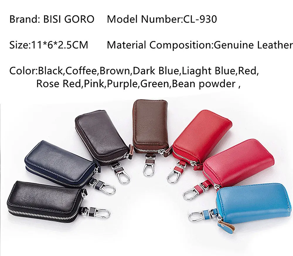 BISI GORO Luxury Key Holder Leather Key Organizer Men&Women Car Key Bag Fashion Housekeeper Key Holder Creative Gifts