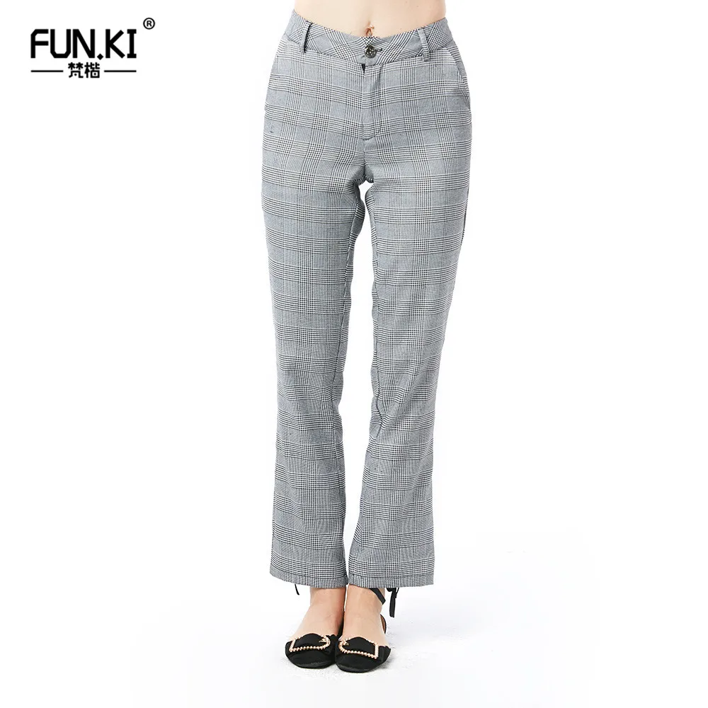 Funki осень-зима Для женщин штаны в клетку модные Повседневное Свободные молнии