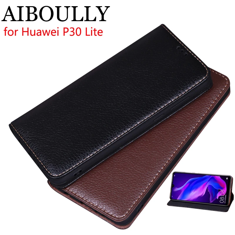 

AIBOULLY For Huawei P30 Lite Case Soft Silicone Back Flip Leather For Nova 4e Cover Original Case Hard Fundas Phone Bag Capas