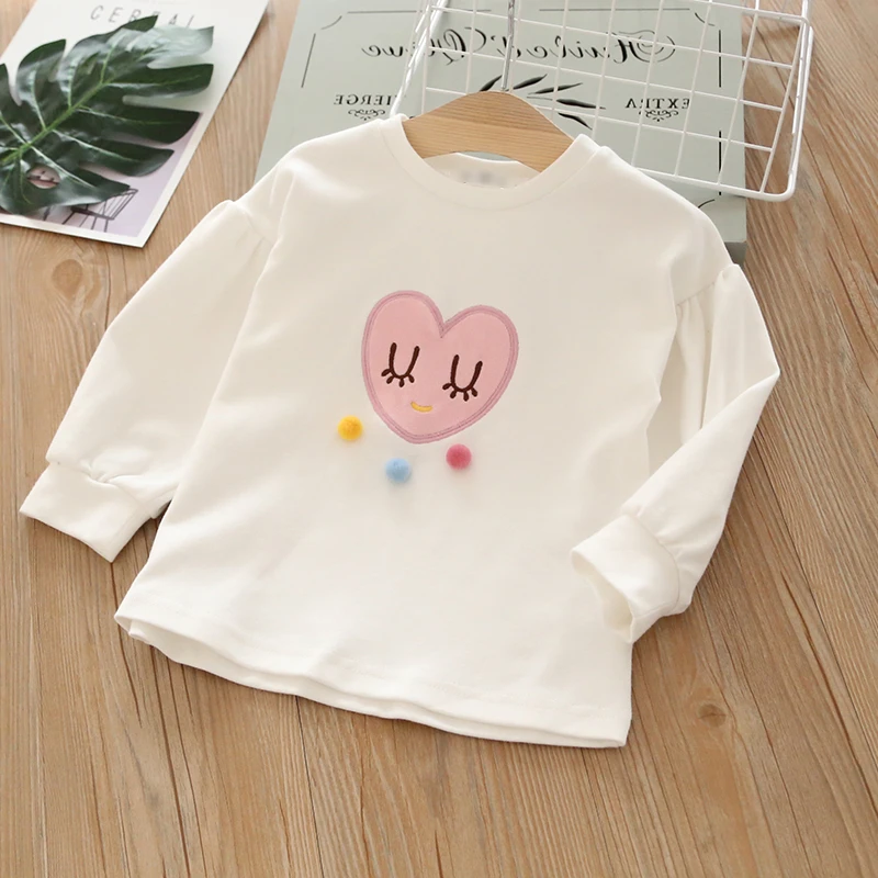 Girls Tops 2019 Spring New Children's Ball Cartoon Love Long Sleeve T-Shirt Children Cute Fashion tees | Детская одежда и