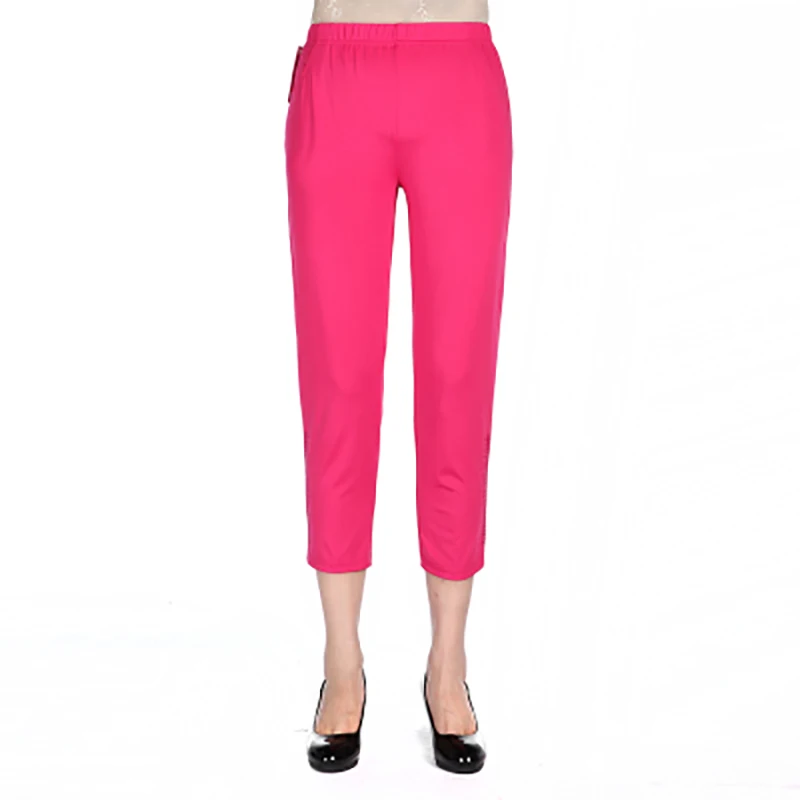 Шелковые женские штаны бриджи повседневные леггинсы для мам летние эластичные