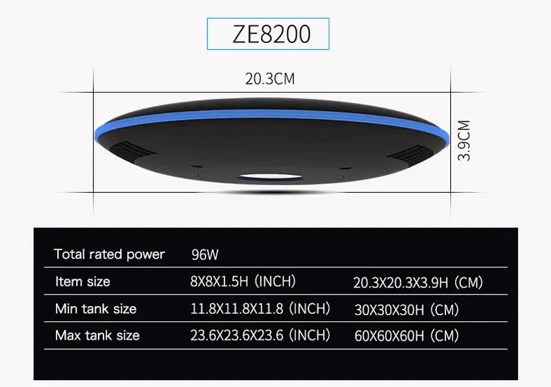 Zetlight UFO ZE 8000 8200 8300 аквариум полный спектр морской воды коралловый риф для аквариума aquario лампа. Мобильный телефон wifi контроль - Цвет: ZE8200