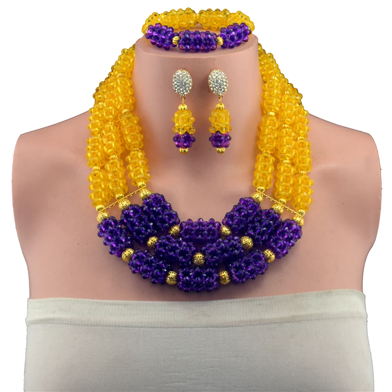 2017 новейшие нигерийские Свадебные африканские Бусины Ювелирные наборы Кристалл