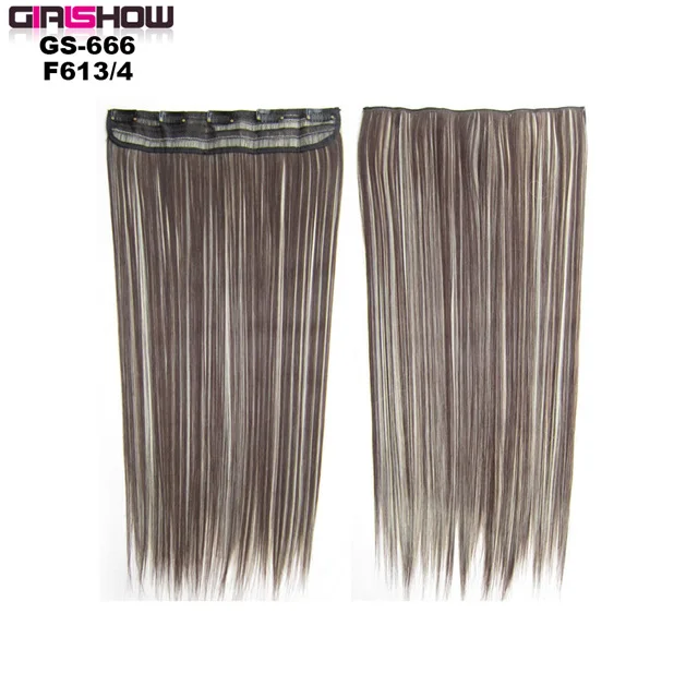 GS666 Color F613-4 10 шт./партия, прямой зажим на синтетических волосах, ломтик волос, 5 зажимов, Термостойкое Наращивание волос 24 дюйма, 130 г GS-666 - Цвет: GS666 Color F613-4