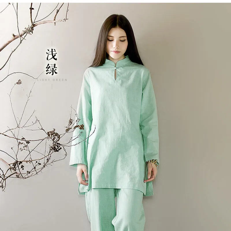 

Bamboo Cotton And Linen Yoga Meditation Women Long Sleeve Tai Chi Kung Fu Clothing Morning Exercises Practice Suit